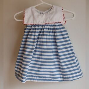 Jacadi Paris 6M Blue & White Striped Sailor Dress | Classic French Baby